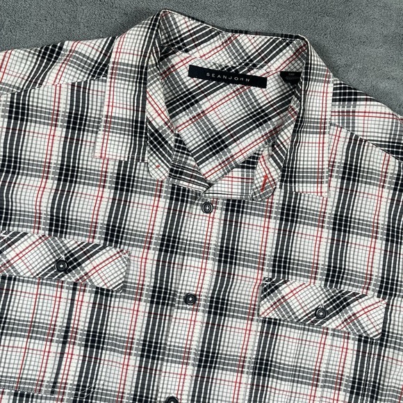 Sean John Other - Sean John Shirt Men's Big Tall 3XB 3XL Red Black White Plaid Short Sleeve Button